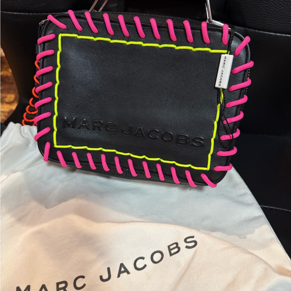 Marc Jacobs Black Clutch with Pink and Yellow Accents